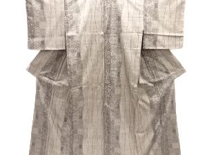 未使用品　よろけ縞に古典柄織り出し本場泥大島紬着物(5マルキ)